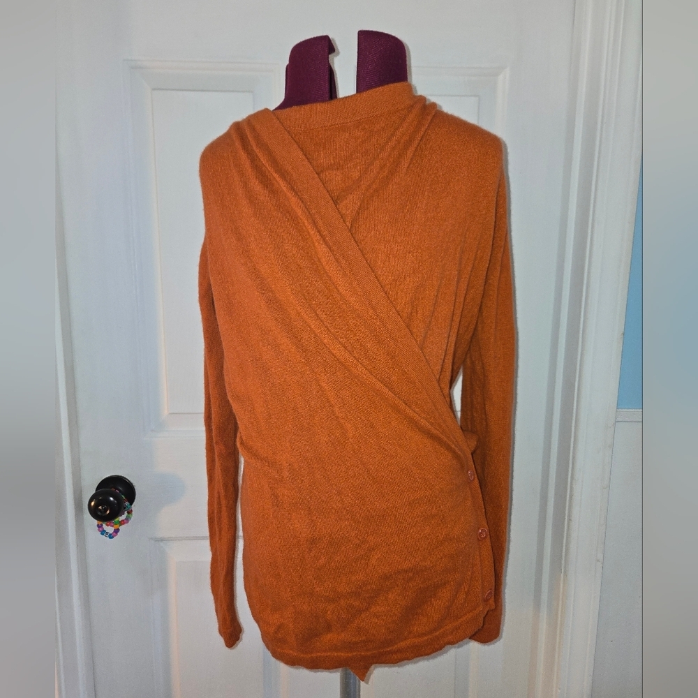 Evolution By Cyrus Orange Wrap Small Cashmere Sweater